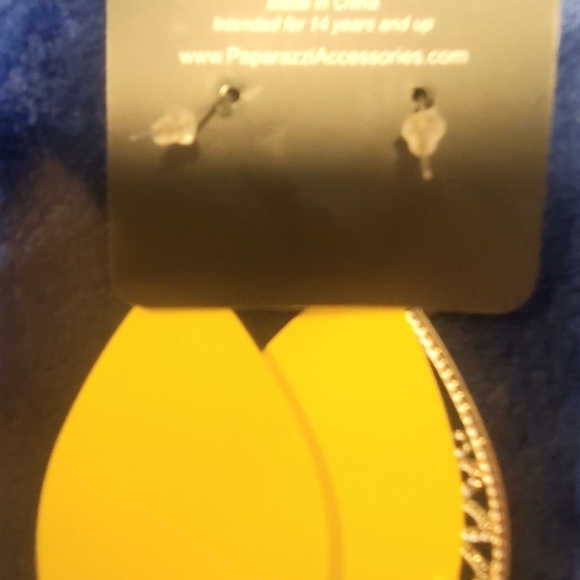 Paparazzi yellow and soccer dangle earrings - Picture 3 of 4